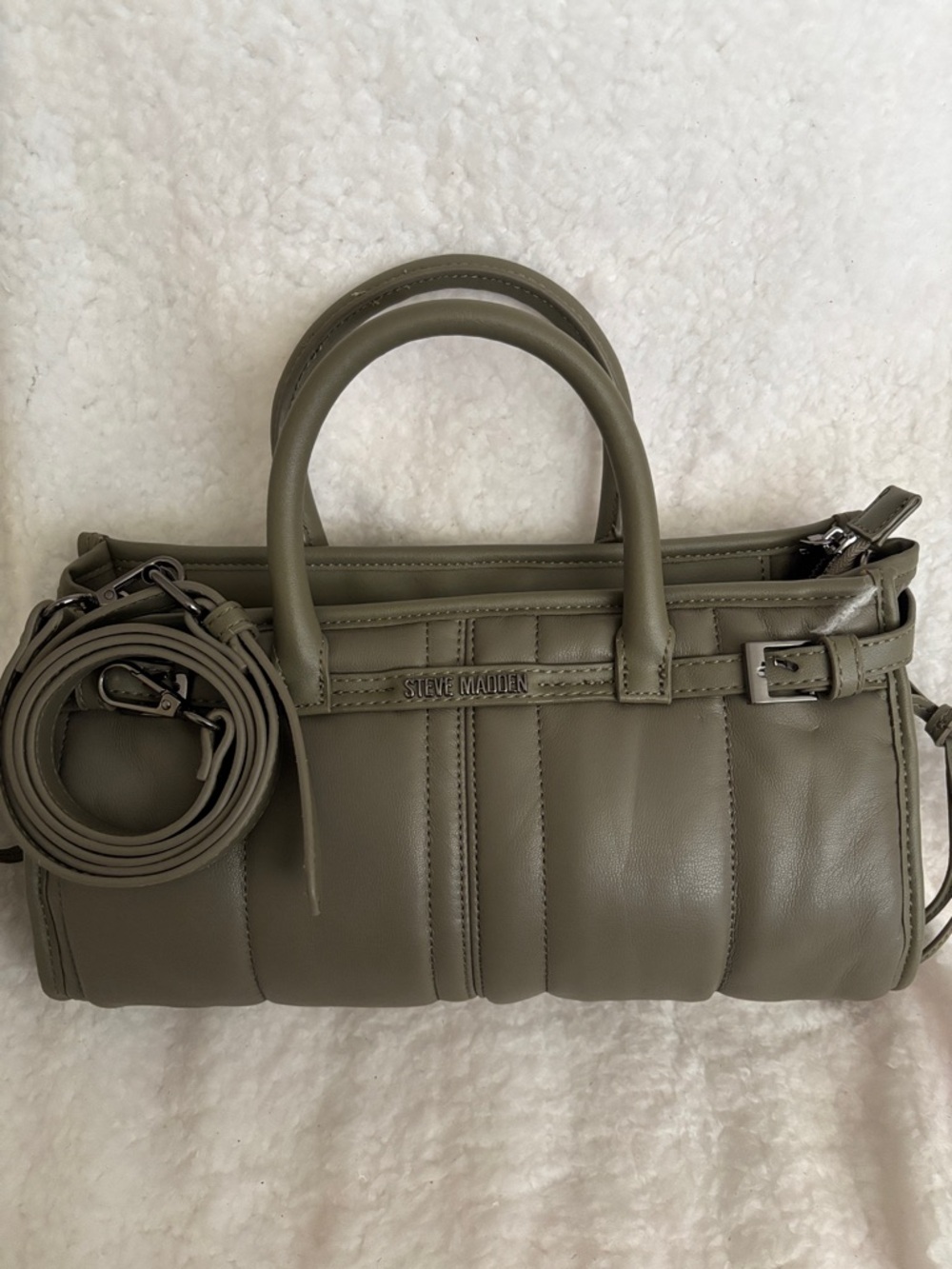 Steve Madden Olive Green Quilted Satchel Crossbody